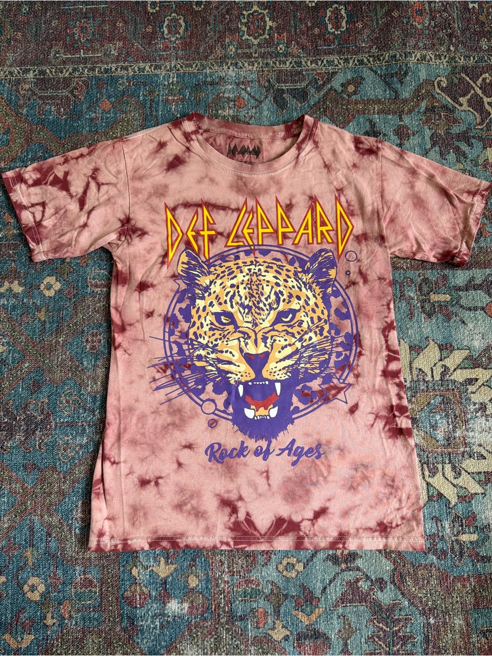 Def Leppard Pink Tie-Dye 'Rock of Ages' Graphic Tee